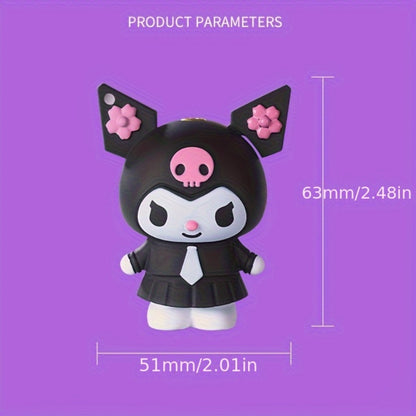 3D Kawaii Anime Figure Lighter with Chain, Cute Kuromi Sanrio Cartoon Open Flame Butane Lighter, Unique Kawaii Gift for Anime Fans, Available in 3 Colors – Black, Purple & Pink (No Butane Included)