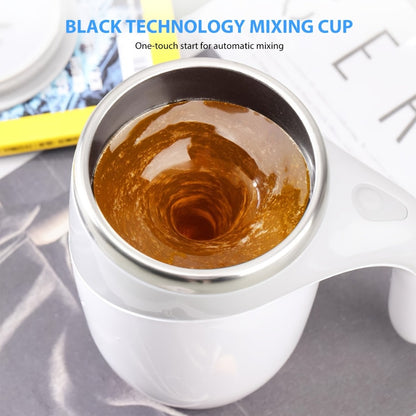Self Stirring Coffee Mug with Magnetic Stirring Technology – 13.3oz Stainless Steel Travel Mug, No Battery Needed, Spill-Proof Lid & Ergonomic Handle, Reusable Coffee Cup Gift Set – White & Beige