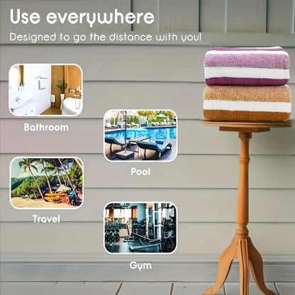 Coral Fleece Towel Set 9 or 15 Piece No Hair Loss 320GSM - Super Soft Absorbent Two-Color Striped | 2 Bath 2 Face 5 Hand Towels | Gray Brown Red Green Blue Mixed | Bathroom Beach Essentials