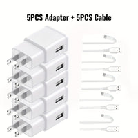 5PCS White + 5 Cables