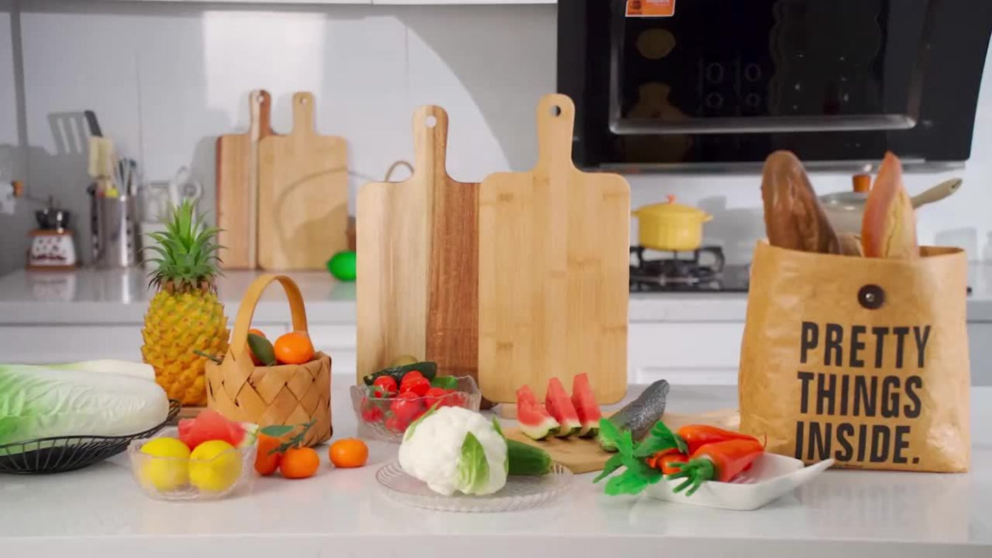 Acacia Wood Cutting Board Set with Handle – Large 15.7x7.8 Inch Kitchen Chopping Boards for Vegetables, Meat & Cheese, Dishwasher Safe, Durable Food Prep Board for Home Chefs, 5-Pack or 10-Pack