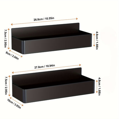 Magnetic Spice Rack for Refrigerator Wall Mounted Large Capacity Spice Organizer - Multifunctional Kitchen Storage Rack with Polished Finish, Easy Clean, Space Saving Fridge Spice Holder Black White