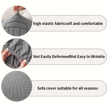 Sofa Cover Stretch Slipcover Universal Fit - Elastic Non-Slip Couch Cover Pet Friendly Machine Washable | Sofa Seat Cover Armrest Back Chaise Protector for Living Room Deep Gray Home Decor Furniture Cover