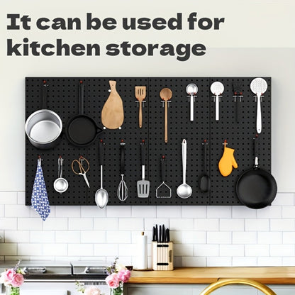 Pegboard Wall Organizer with Metal Hooks - Heavy Duty Garage Tool Storage Board for Workshop Warehouse Wall Mount - Space Saving Tool Rack System for Garage Organization