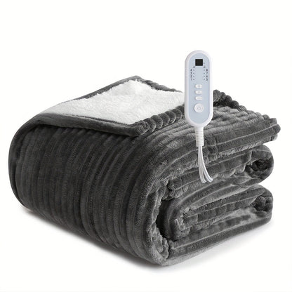 Electric Blanket with Temperature Control and Timer – Extra Large Flannel Heated Blanket, 8 Levels 10-Hour Auto-Off, Machine Washable, PTC+NTC Overheat Protection, Throw Twin Full Queen King