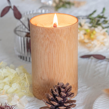 Scented Candles in Carbonized Bamboo Jar – 60-Hour Long-Lasting Soy Wax Candle with Premium Fragrance – Aromatherapy Gift for Home Decor, Spa, Housewarming, Christmas, Mom & Friends (8 Scents)