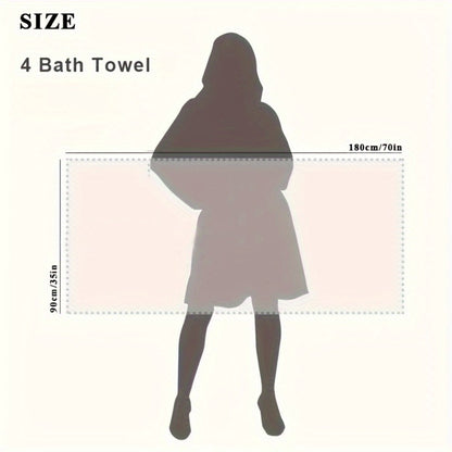 Oversized Bath Towel Set 4 Piece Diamond Pattern Microfiber - Ultra Soft Highly Absorbent Quick Dry | 10 Colors | Blue Green Black Gray Navy Orchid Brown Purple White Turquoise | Bathroom Hotel Gym Gift
