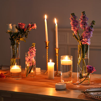 Glass Cylinder Vases 24 Pack Clear 4 8 12 Inch Tall Bulk Set for Wedding Centerpieces Floating Candle Holders Flower Vase DIY Candle Making Table Decor Home Decoration