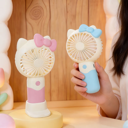 Hello Kitty Mini Fan USB Rechargeable Handheld Portable | Cute Sanrio Detachable Desktop Electric Fan for Girls Kids | 2-in-1 Handheld & Desk Fan for Travel Office School Home | Blue Pink Purple