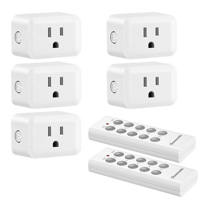 Wireless Remote Control Outlet Switch 100ft RF Range Programmable Expandable Plug-in Remote Light Switch No Wiring for Lamps Fans Appliances Indoor Use