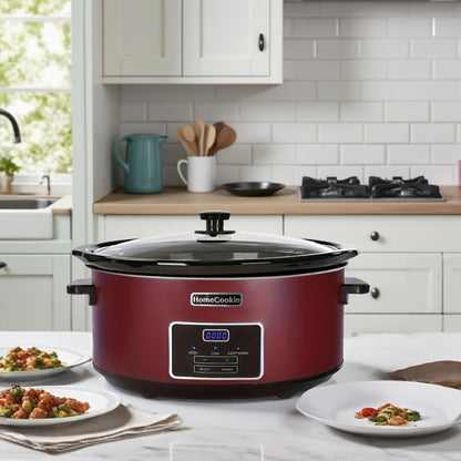Digital Slow Cooker 6 & 7 Quart Programmable with Non-stick Ceramic Bowl, Countdown Timer & Keep Warm – Oval Glass Lid Crock Pot for Family Meals Soups Stews Holiday Cooking