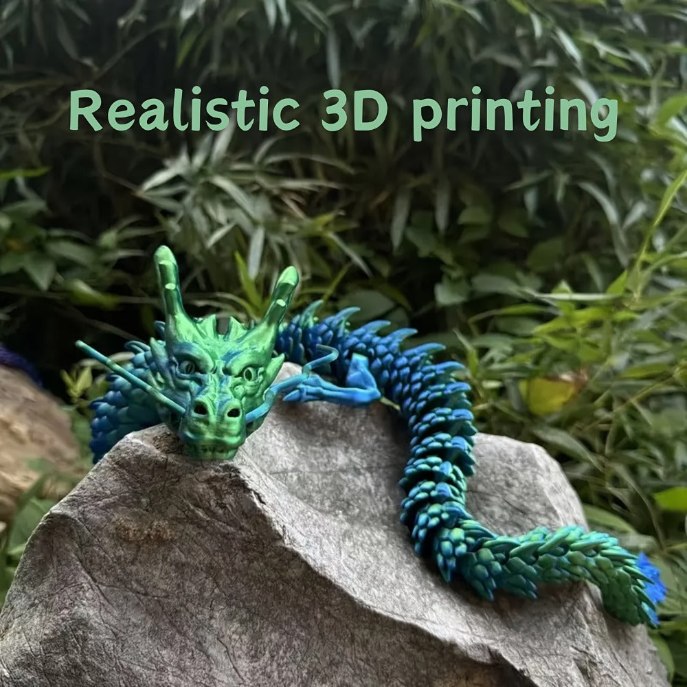 3D Printed Articulated Dragon Figurine 35.4" Giant Poseable Chinese Dragon Collectible Sculpture | Flexible Joints Fantasy Desk Decor for Home Office Car | Unique Gift for Dragon Collectors Mom Dad