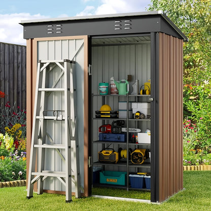 Outdoor Storage Shed 5x3ft Metal Garden Shed for Outside Tool Storage & Organization, Waterproof Backyard Storage House