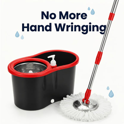 Spin Mop and Bucket Set 360° with 4 Microfiber Mop Heads – Wringer Bucket Floor Cleaning Kit for Hardwood Tile Laminate – Spinning Mop System Home Kitchen