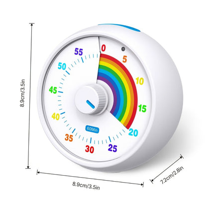 Visual Timer 60 Minute Countdown Silent Tomato Timer Rainbow Pattern for Classroom Office Kitchen Desktop Time Management Tool Battery Powered