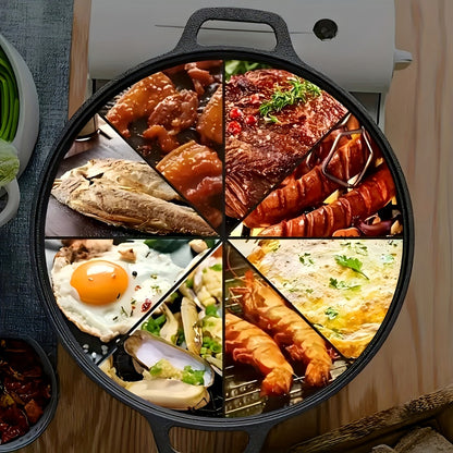 Cast Iron Skillet Non-Stick Pan for Pizza BBQ Pancakes - Heavy Duty Pre-Seasoned Cast Iron Pan Compatible with Gas Electric Induction Stovetops Oven Campfire - Home Kitchen Outdoor Cooking