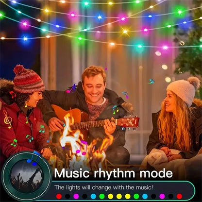 RGB Smart Fairy String Lights with App & Remote Control, Music Sync, IP65 Waterproof, USB Powered Multicolor LED String Lights for Bedroom, Outdoor, Christmas, Party, Wedding Decoration