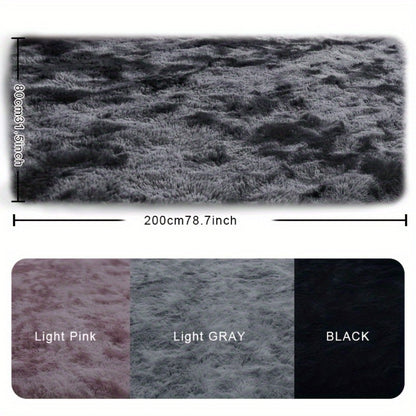 Tie-Dye Plush Fluffy Mat Absorbent Non-Slip – Luxury Soft Bathroom Rug for Living Room & Bedroom, Modern Home Decor Floor Mat, 31.5x78.7 in – Light Grey, Dark Gray, Light Pink, Black