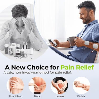 TENS EMS Unit Rechargeable Pain Relief Device, 20 Intensity Levels 48 Modes Electric Muscle Stimulator for Back Neck Shoulder Knee Wrist Pain, 8 Electrode Pads & Carry Case Included