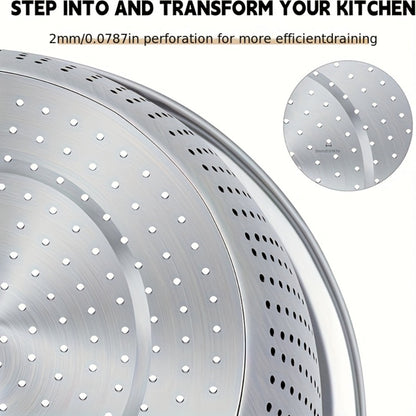 Stainless Steel Colander with Mixing Bowl Set 304 Food Grade Strainer Bowl for Washing Vegetables Fruit Rice Dishwasher Safe Kitchen Colander Sieve Multiple Sizes