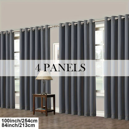 Blackout Curtains Grommet Top Room Darkening Window Drapes 4 Panels Set Living Room Bedroom