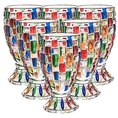 Colorful Geometric Rim Drinking Glasses Set – Shatterproof Wine Glasses for Champagne, Iced Tea & Cocktails – Dishwasher Safe – Perfect Gift for Christmas, Valentine's Day & Parties – 2pcs or 6pcs