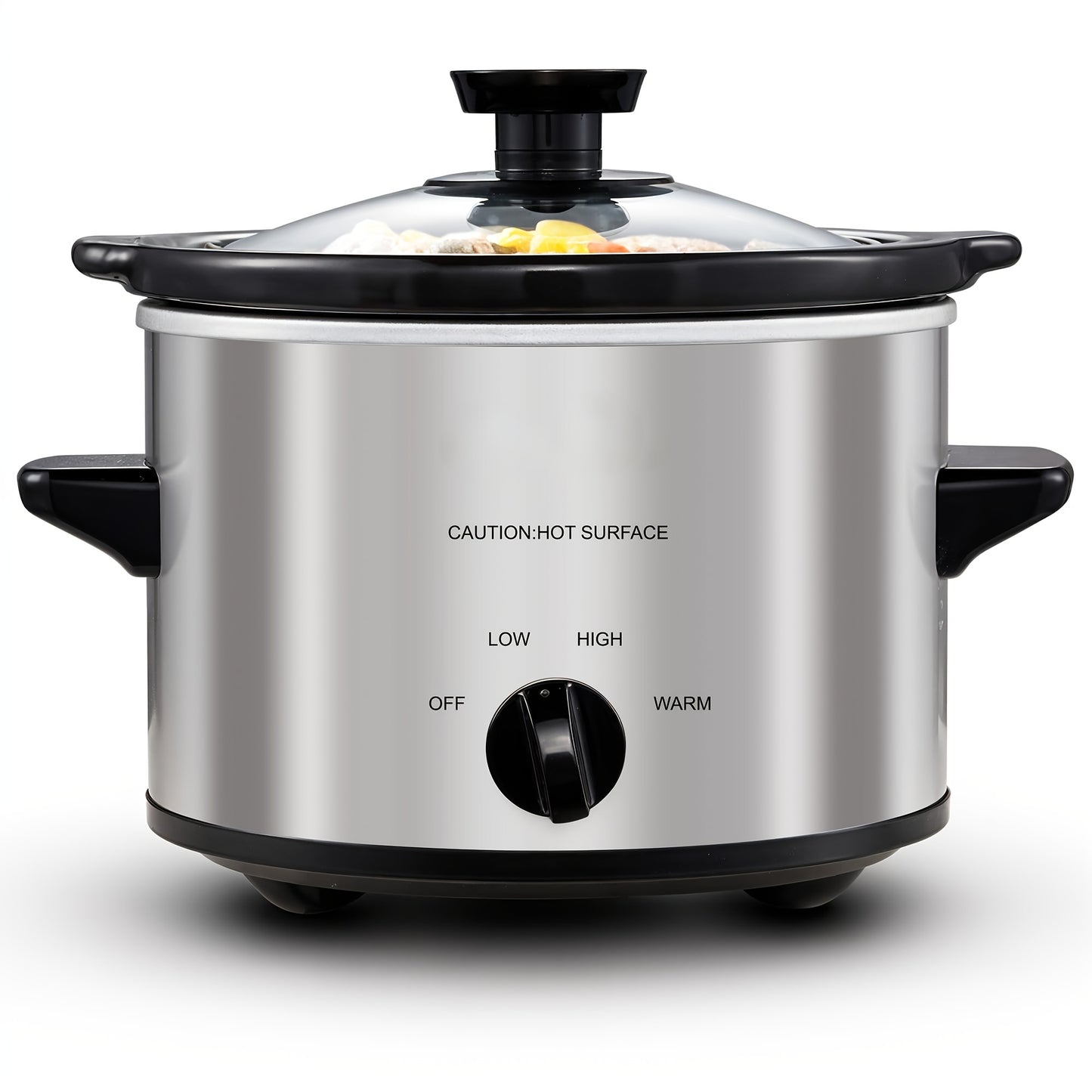Mini Slow Cooker 1.5QT & 2.0QT with Adjustable Temperature Ceramic Crock & Dishwasher Safe Glass Lid – Small Slow Cooker for Sauces Dips Soups Stews, Stainless Steel & Black