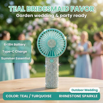 Mini Handheld Fan USB Rechargeable, Diamond-Style Portable Personal Fan with Long Battery Life, Compact Small Fan for Travel, Outdoor, Desk, Wedding, Valentine's Day and Mother's Day Gift