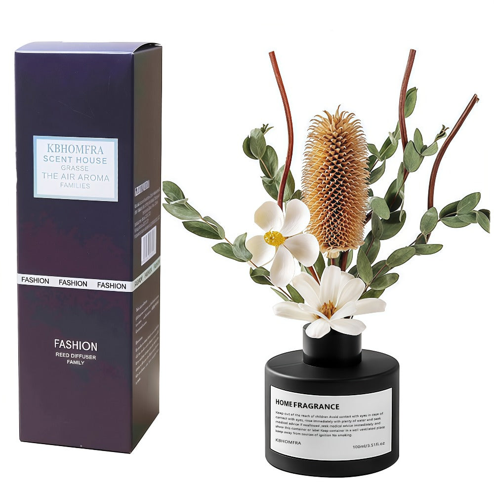 Reed Diffuser Set with Dried Flowers – Jasmine, Cedar, Sandalwood & Gardenia Scents, 120ml 90-Day Long-Lasting Home Fragrance