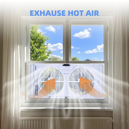 Window Fan 9 Inch Twin Expandable Dual Fan, 3-Speed with Remote Control or Manual Control, Reversible Airflow Indoor Window Fan for Bedroom, Living Room, Kitchen and Office