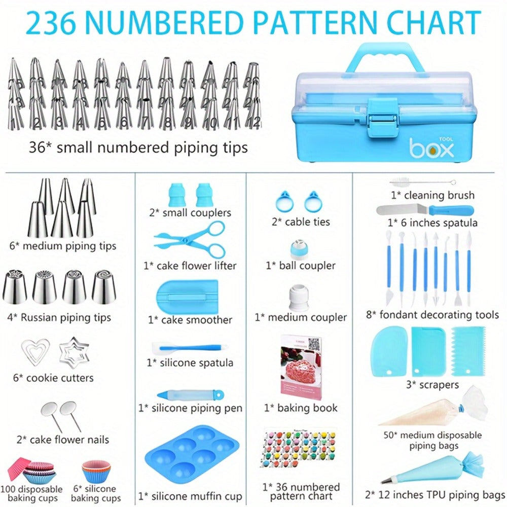 386 Pcs Cake Decorating Baking Set with Piping Nozzles & Frosting Tips – Complete Beginner Baking Tool Kit with Floral Nozzles, Pastry Tips & Decorating Tools
