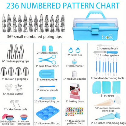 386 Pcs Cake Decorating Baking Set with Piping Nozzles & Frosting Tips – Complete Beginner Baking Tool Kit with Floral Nozzles, Pastry Tips & Decorating Tools
