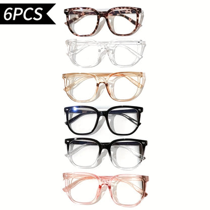 Blue Light Blocking Glasses 6 Pairs Anti Eye Strain Computer Gaming TV Phone Screen Readers Unisex Men Women UV Filter Eyewear Value Pack