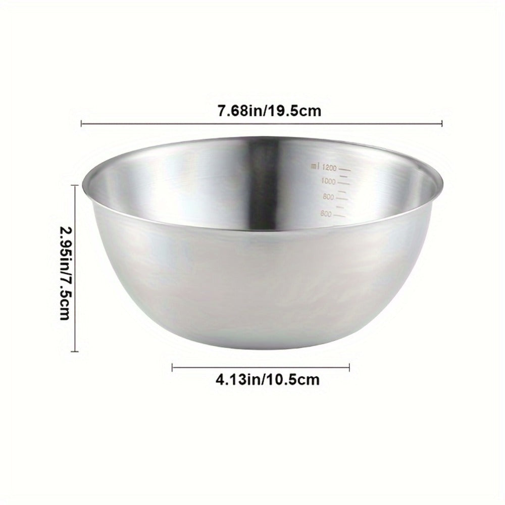 Stainless Steel Mixing Bowl Set 3-Piece with Measuring Marks – Small Medium Large Nesting Bowls for Cooking, Baking & Food Prep, Durable 304 Stainless Steel Salad Bowl Set for Kitchen & Restaurant