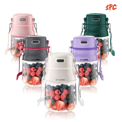 Personal Blender USB-C Rechargeable 27oz - 10-Blade Portable Smoothie Blender with Shoulder Strap, 70W Dual Battery, Safety Lock, Dishwasher Safe, for Shakes, Protein Drinks, Gym & Travel, Pink or Gray