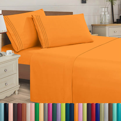 Microfiber Bed Sheet Set 4-Piece Deep Pocket Cooling Sheets Twin Full Queen King Cal King Split King – Soft Wrinkle Fade Resistant Hotel Quality Bedding