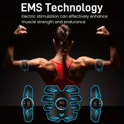 EMS Muscle Stimulator Abdominal Trainer Electric ABS Toning Belt for Core Strengthening Fat Burning Body Sculpting Home Gym Fitness Equipment for Men and Women