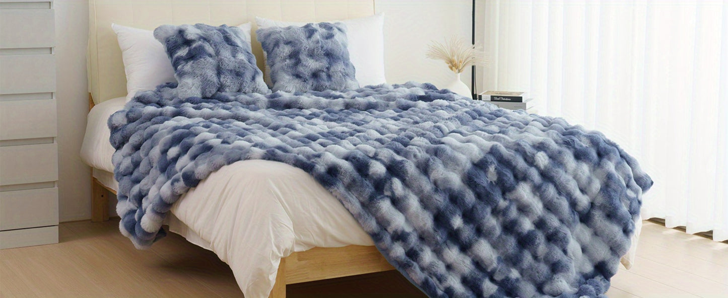 Faux Rabbit Fur Throw Blanket – Ultra-Soft Plush Fleece for Bed, Couch, Sofa & Travel, All Season, 11 Colors, Throw to King Size