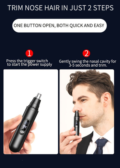 Electric Nose Trimmer with LED Display – USB Rechargeable Painless Facial Hair Removal Device for Men & Women, Nose Ear & Eyebrow Trimmer, Upgraded Grooming Tool, Ideal Gift