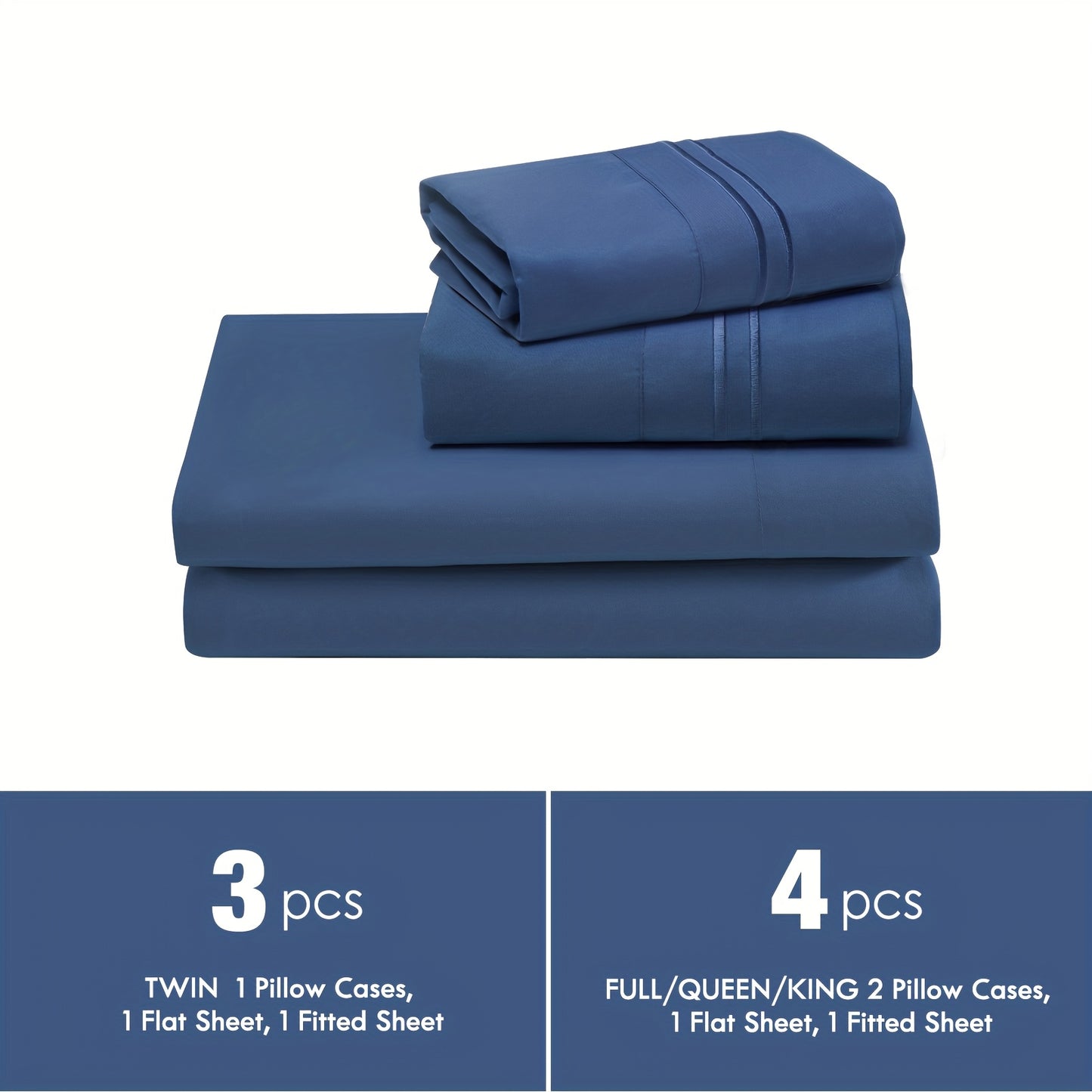Fitted Sheet Set Deep Pocket | Soft Cooling Breathable Bedding 3-4pcs Fade-Resistant All-Season for Twin Full Queen King – Solid Color Bed Sheets for Dorm Guest Room Everyday Use