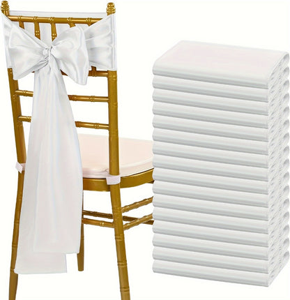 100pcs Satin Chair Sashes Bows for Wedding Banquet Party Event Decoration – 13 Colors, 18×275cm