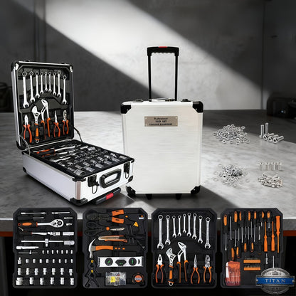 Professional Socket Wrench Tool Set 999 Piece 1/4 3/8 1/2 Drive Ratchet Set with S2 CR-V Sockets for Car Repair Bicycle and Mechanical Work