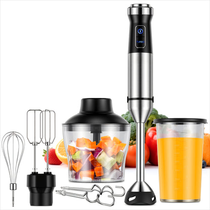 Immersion Blender Handheld 6-in-1 & 7-in-1 1000W 20-Speed Turbo – Titanium Blades BPA-Free with Dough Hooks Egg Beater Whisk Beaker & Chopper | Scratch-Resistant Hand Blender Kitchen Appliance