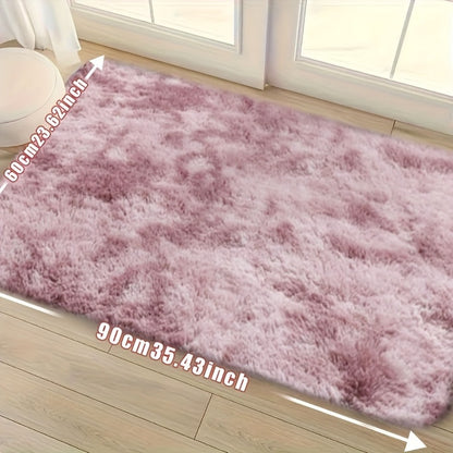 Tie-Dye Plush Area Rug Soft Non-Slip - Absorbent Machine Washable Fluffy Mat for Living Room Bedroom Bathroom, Modern Luxury Home Accent Rug, Dark Gray Black Light Gray Pink, 2 Sizes