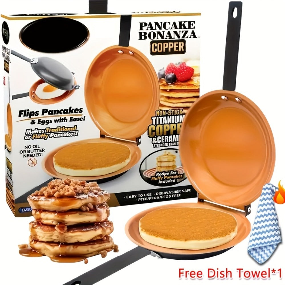 Double-Sided Non-Stick Omelette Pan – Reversible Flip Skillet for Fluffy Pancakes, Omelets & Italian Omelettes | Dishwasher Safe, Indoor & Outdoor Cooking, Camping Kitchen Essentials