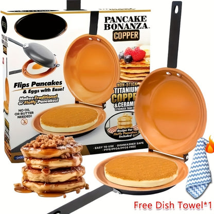 Double-Sided Non-Stick Omelette Pan – Reversible Flip Skillet for Fluffy Pancakes, Omelets & Italian Omelettes | Dishwasher Safe, Indoor & Outdoor Cooking, Camping Kitchen Essentials