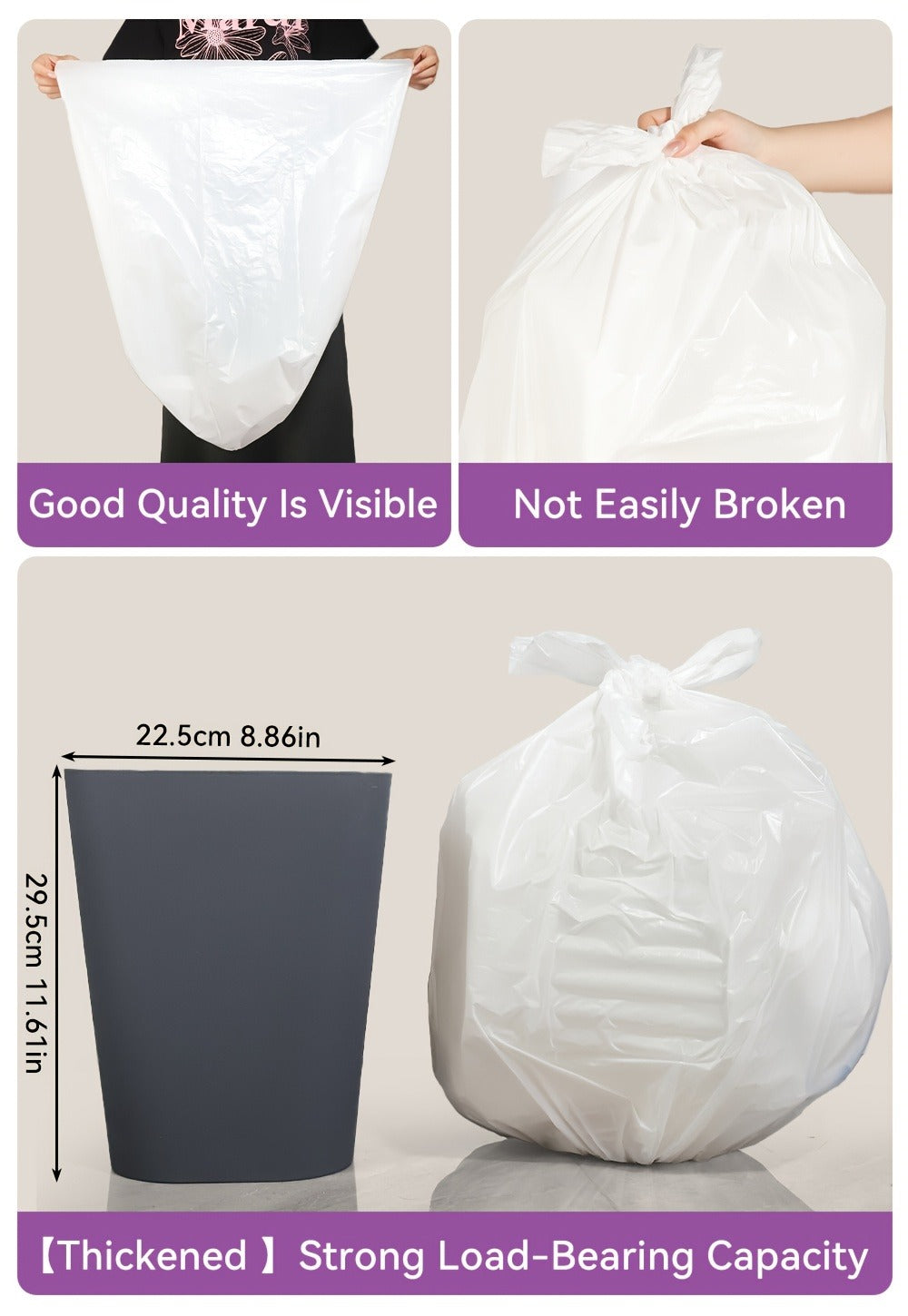 13 Gallon Trash Bags Heavy Duty – Expandable Drawstring & Clear Garbage Bags, Leak-Resistant Odor-Control Liners for Kitchen, Bedroom, Office, Outdoor Use (44/85/104/170/180/360 Count)