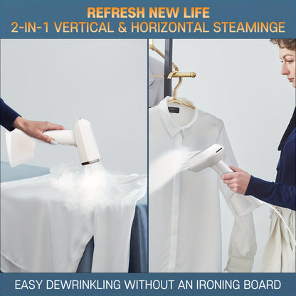 Handheld Garment Steamer for Clothes – Portable Travel Steamer, 15s Fast Heat-Up, 9.47oz Large Water Tank, Wrinkle Remover for Home Office Travel