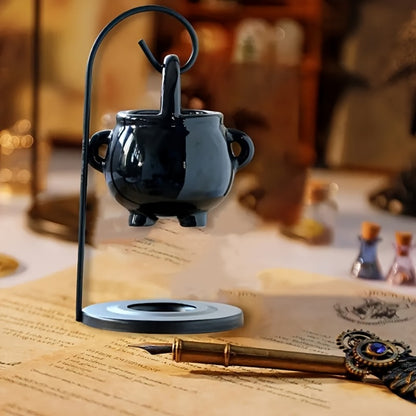 Ceramic Wax Melter Hanging Incense Holder Tealight Diffuser Black Witch Style Home Decor for Yoga Meditation Spa Aromatherapy Boho Gothic Gift