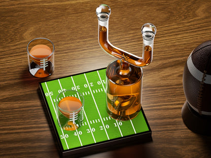 Kollea Football Whiskey Decanter Set 28oz + Two 3.8oz Wine Glasses – Bar Gift Set for Men Dad Husband, Father's Day Anniversary Birthday Kitchen Bar Accessories